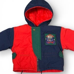 Vintage Baby B’Gosh Colorblock Puffer Jacket Hooded 90s 18m